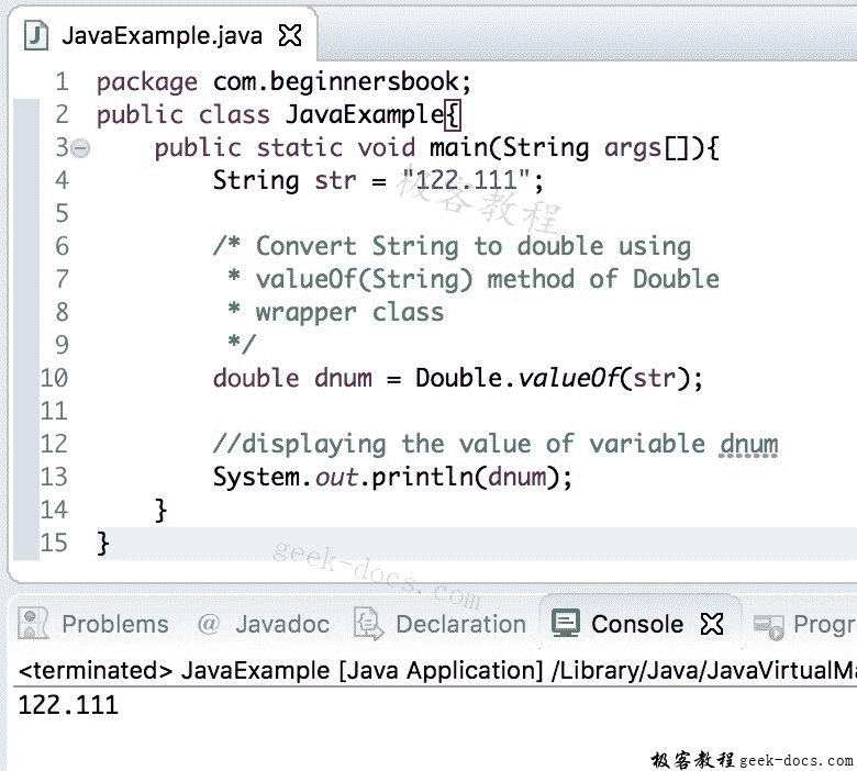 Java 实例 String到double的转换