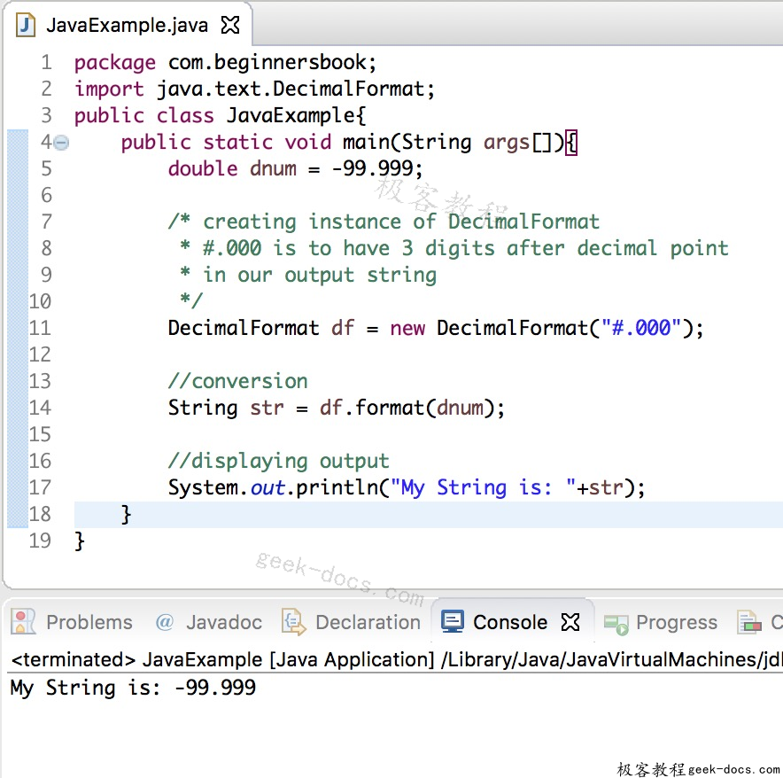 Java 实例 double到字符串的转换