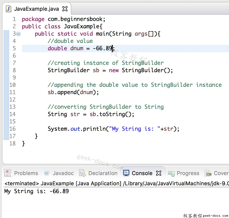 Java 实例 double到字符串的转换