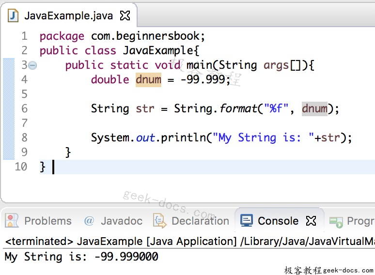 Java 实例 double到字符串的转换