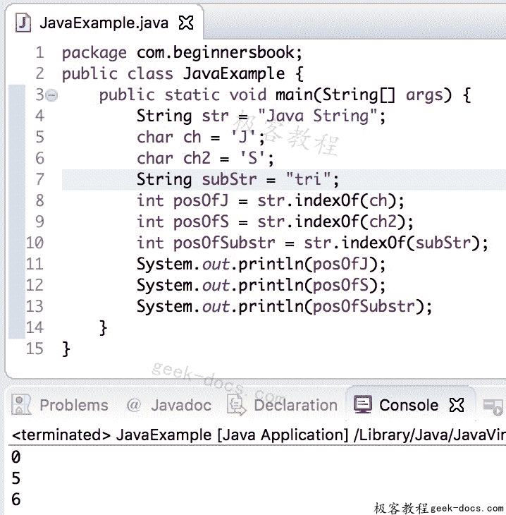 Java String indexOf方法