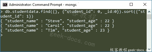 MongoDB sort()方法